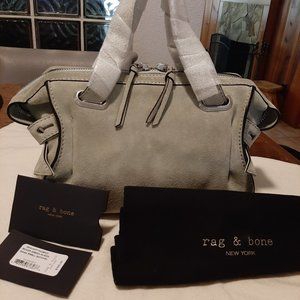 Rag and Bone Saga Satchel - Rover green suede *NEW